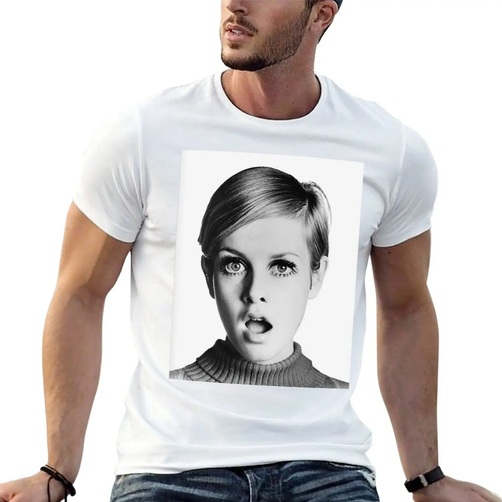 Twiggy, Retro Fashion Icon, Vintage Black and White Art T-Shirt Trend Art Print T-Shirt