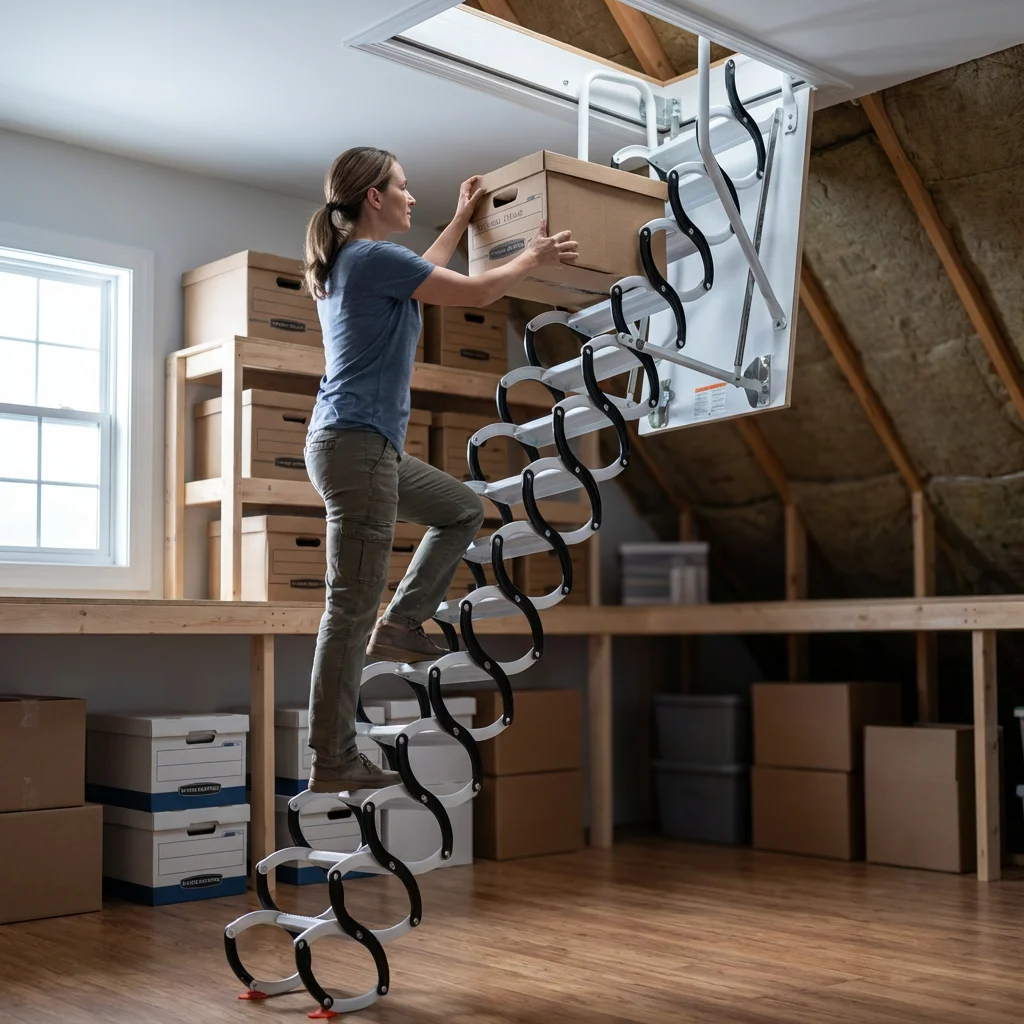 !@Telescopic Foldable Attic Ladder Aluminum Telescopic Electric Aluminum Extension Folding Aluminum Step