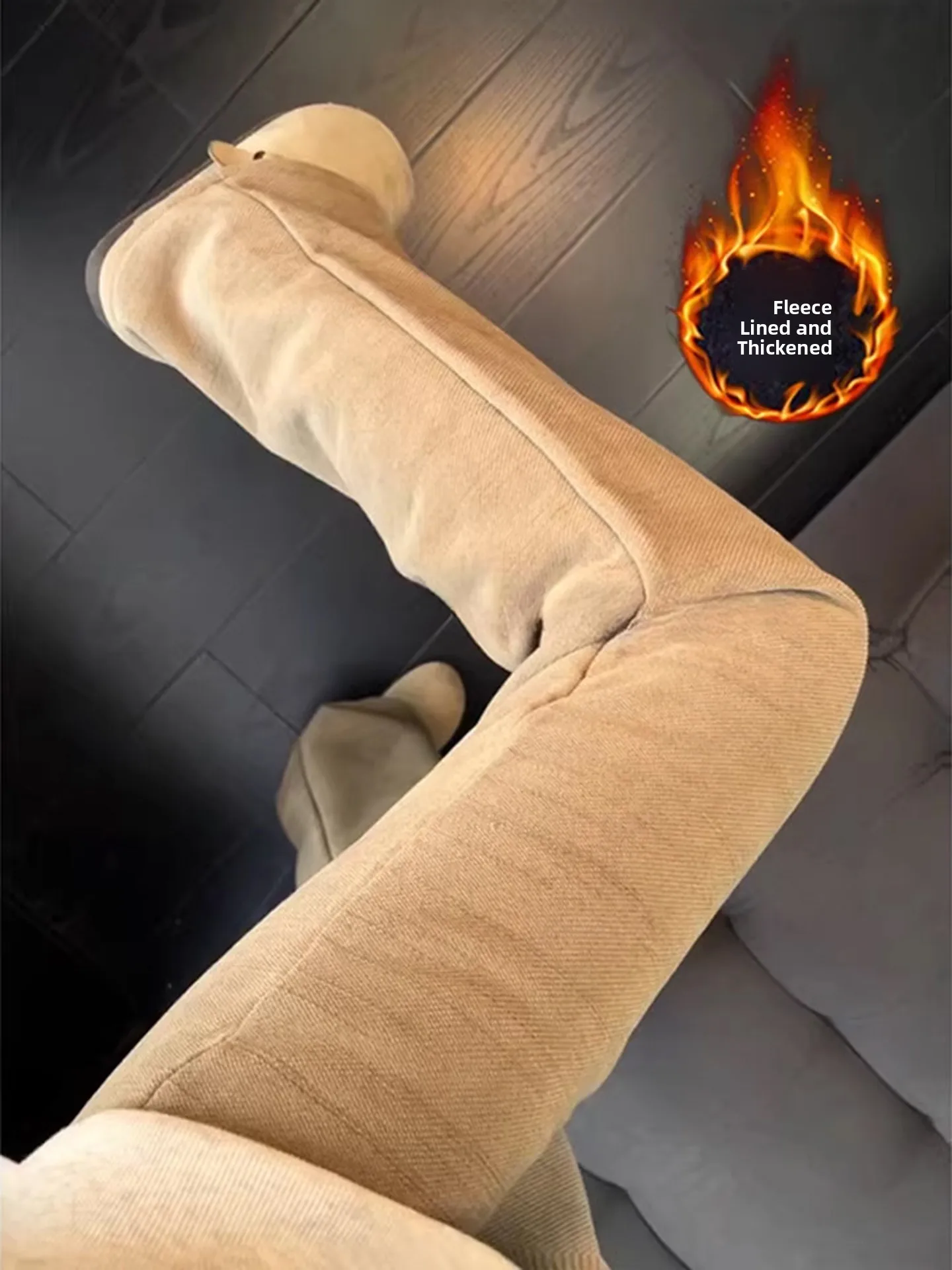 

Corduroy Sweatpants Men's Winter Thiened Lamb Velvet Loose Casual Pants Bamboo Fiber Fce Lined Straight Leg Trousers