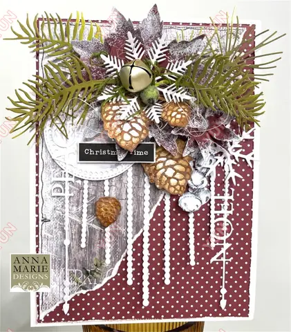 Fiore a rete Linee ondulate dettagliate Cornici quadrate smerlate Ramoscelli a foglia fustellati Scrapbooking fai da te Goffratura Decorazioni per carte di Natale Die