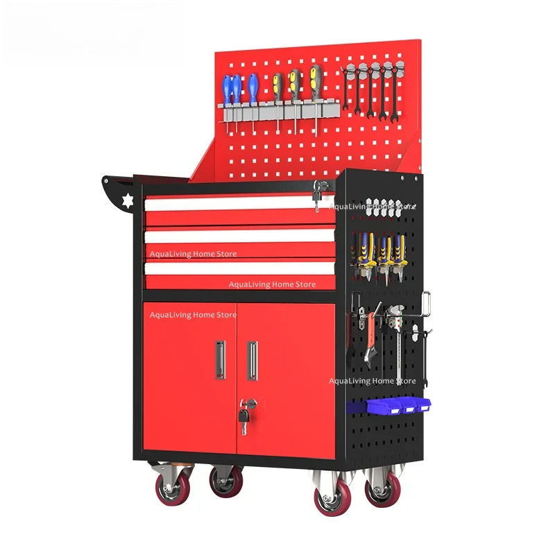 Heavy Duty Metal Mobile Tool Cart – Multi-Function Sheet Iron Rolling Tool Chest Industrial Grade Workshop Utility Trolley JT40