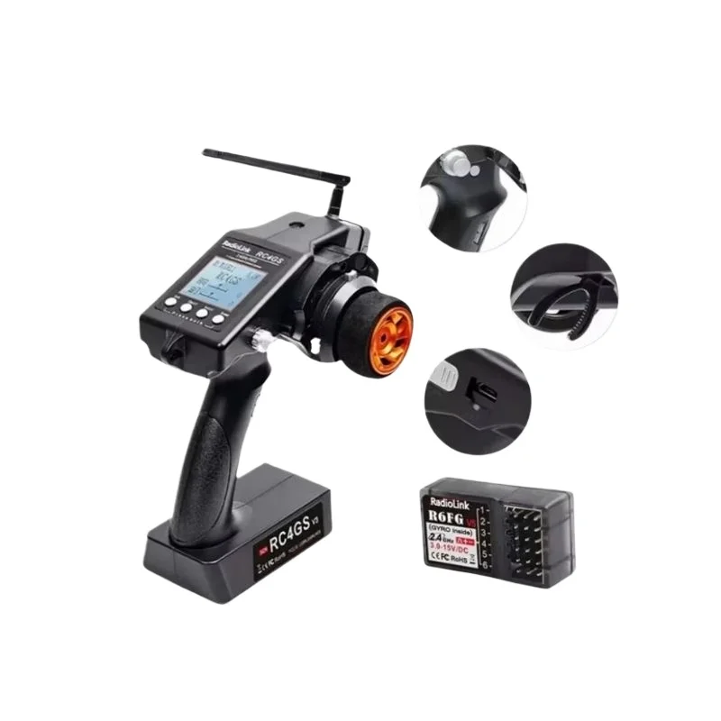 RadioLink New RC4GS V3 2.4G 4CH 400M Distance Remote Controller Transmitter & R6FG Gyro Inside Receiver for RC Car Boat