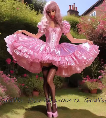 Pink Cosplay Homecoming Dress for Teens Satin Ruffles Cocktail Dress lolita victorian Formal Evening Dresses