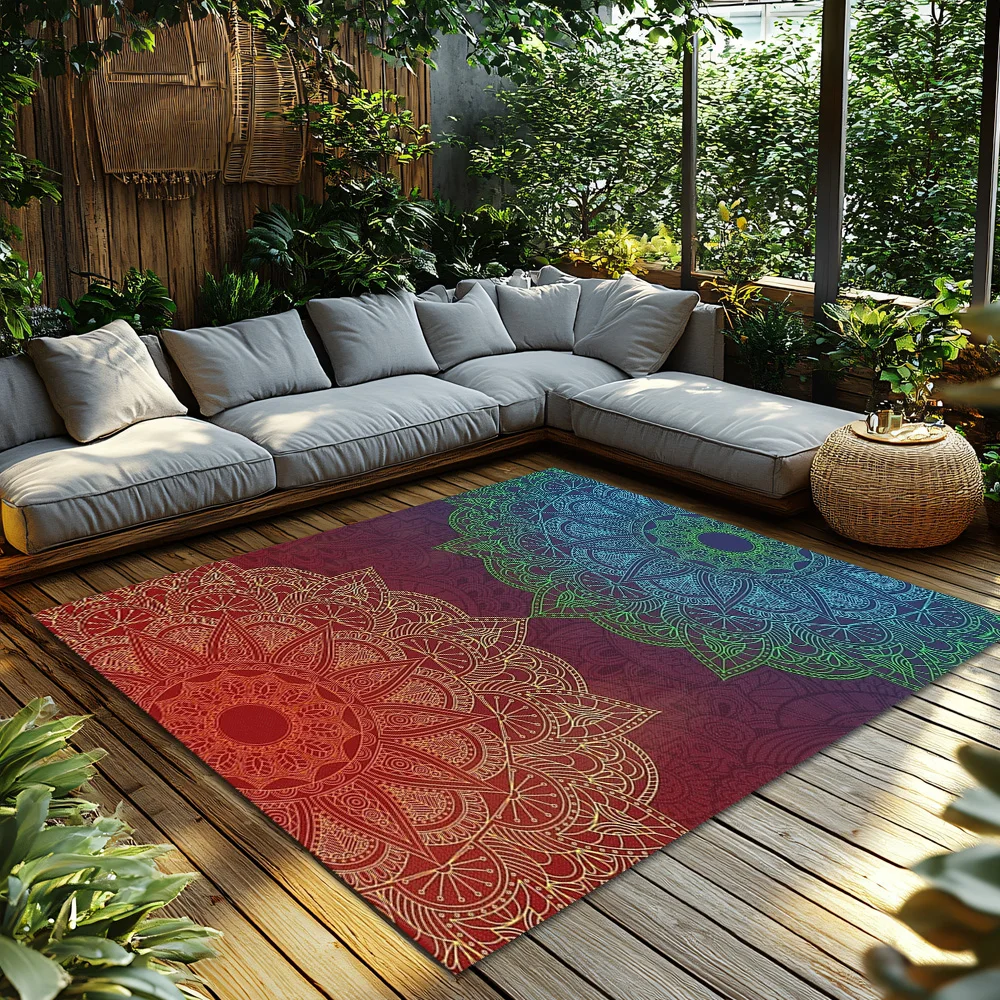 Boho Area Rug Mandala Carpet Non Slip Floor Mat Indian Pattern Home Decor Living Room Runner Washable Accent Rug Unique Gift Mod