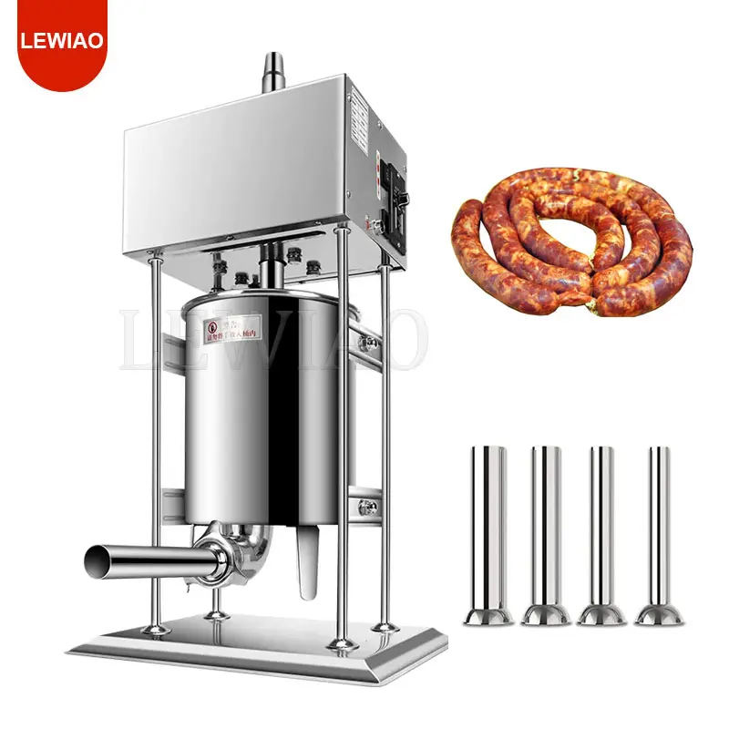 

Electric Stuffer 25L Stainless Steel Variable Speed Vertical Meat Filler Automatic Sausages Maker Machine With 4 Filling Funnels