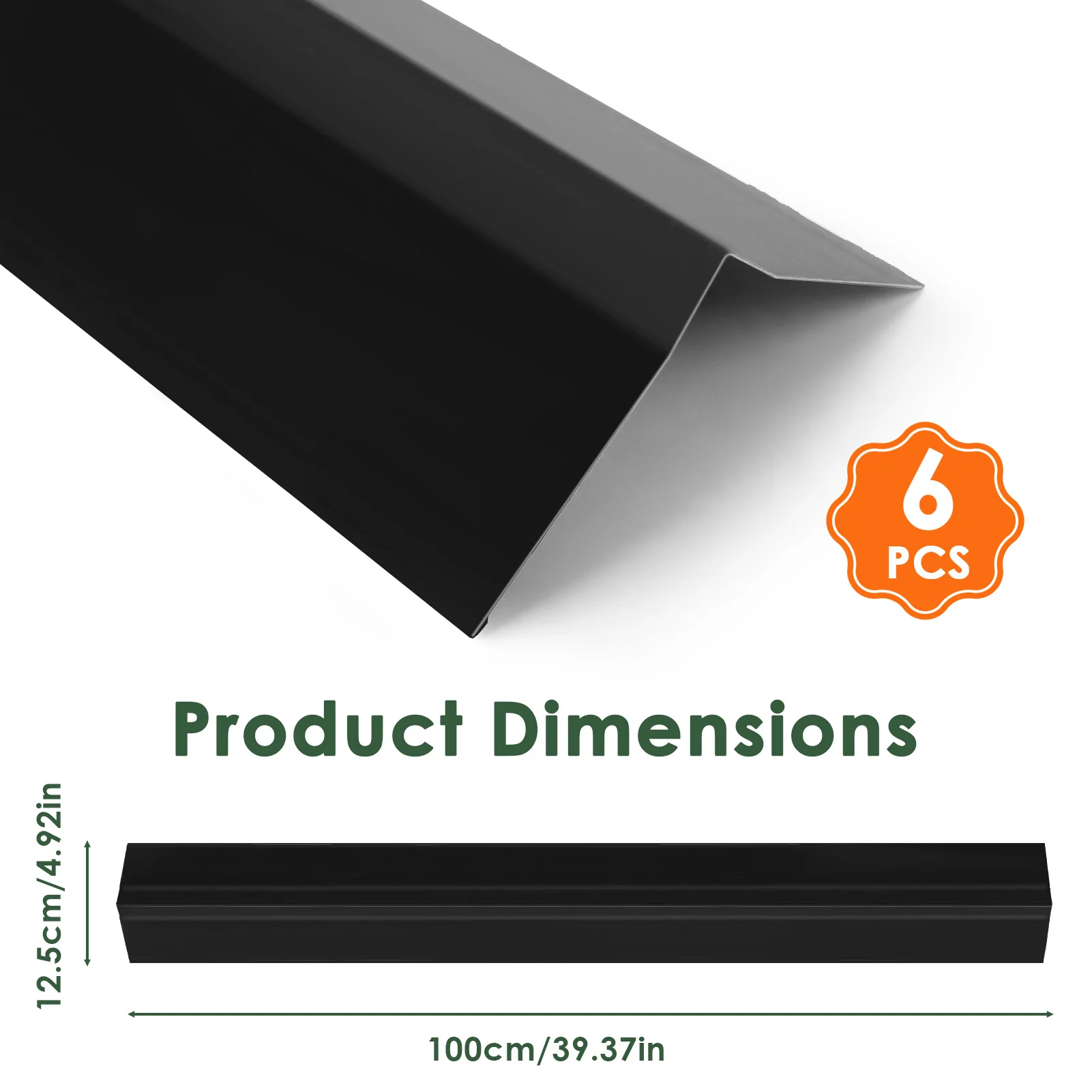 6Pcs Galvanized Steel Roof Ridge Cap 39.37 Inch Preformed Slope Design Rustproof Corrosion Resistant Edge Cover for Barn Metal Roof Shed Stable Patio Outdoor