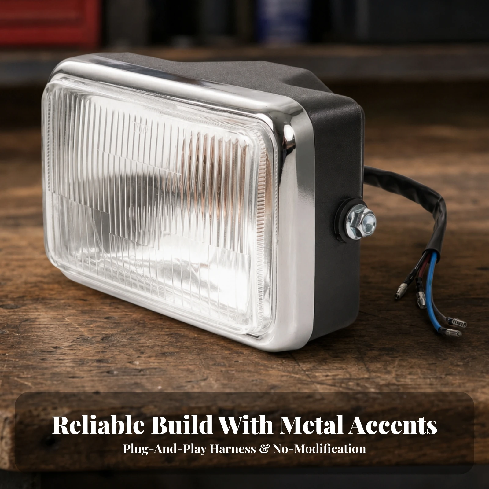 Motorcycle Headlight Rectangular Headlight Assembly Motorcycle Headlamp Universal Vehicle Lighting Bright