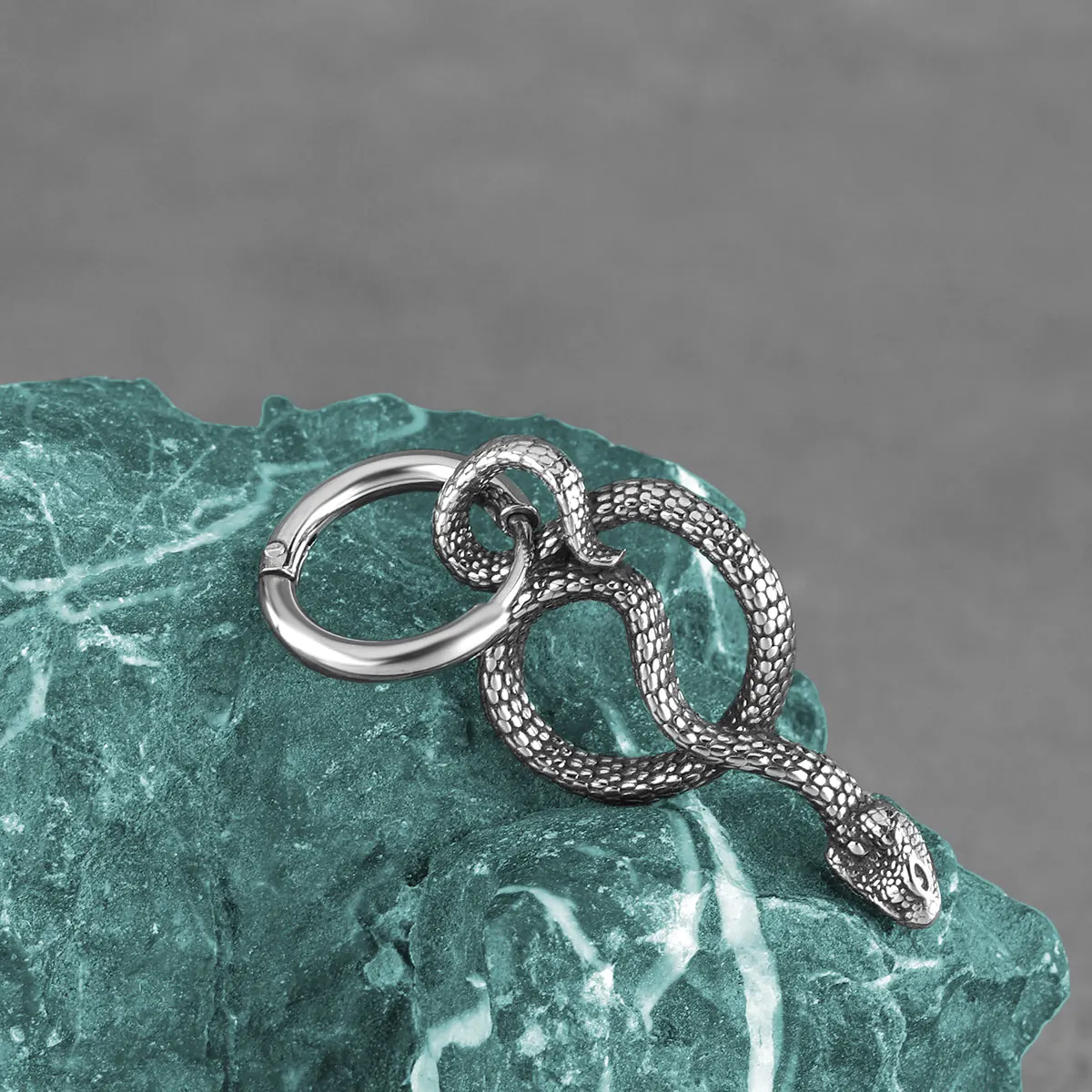 Men's Stainless Steel Vintage Twisted Snake Fashion Piercing Earrings Rock Girl Accessories Glamour Personalized Jewelry Gift - view 4