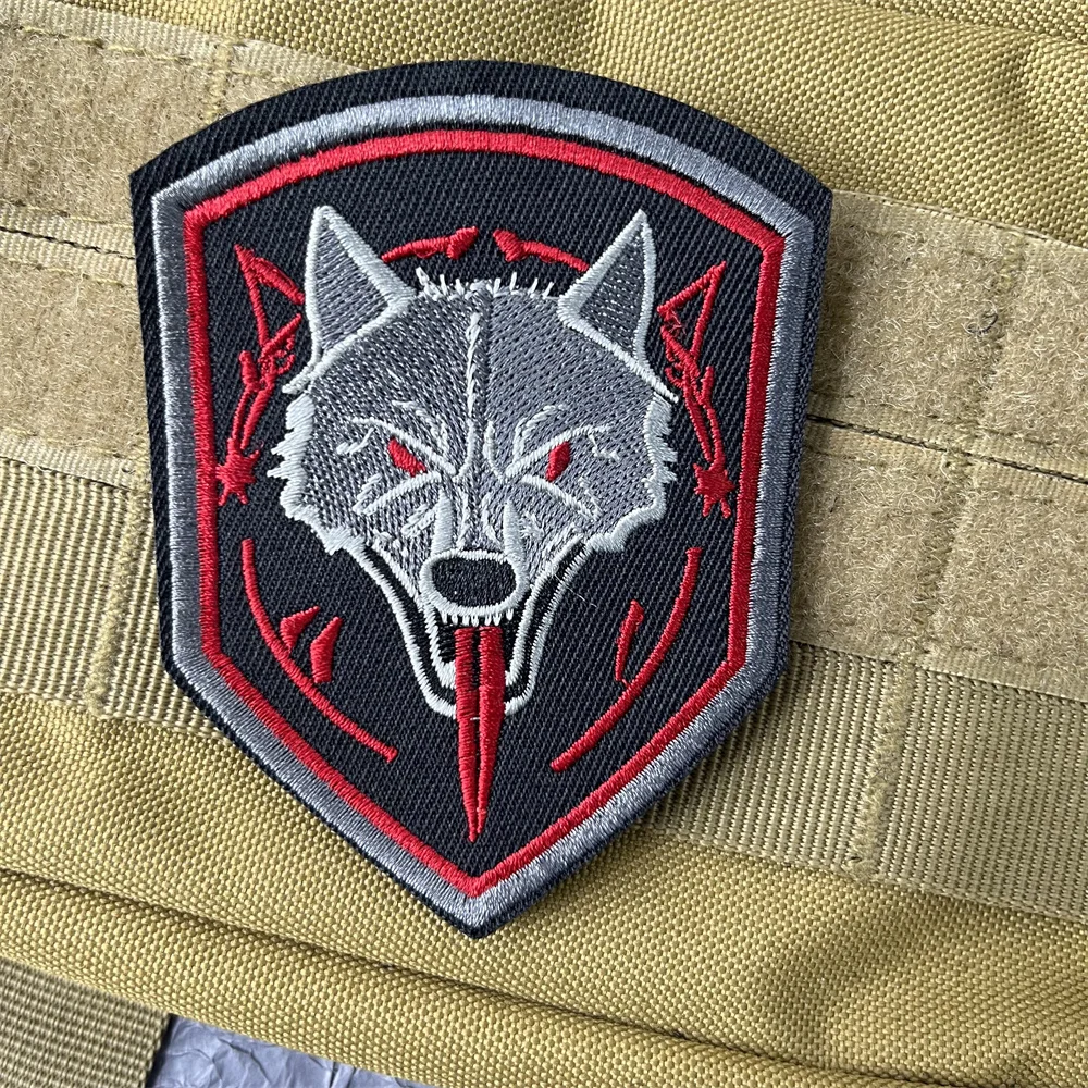 Wolf Badges Sword Embroidered on Clothes Military Patch Tactical Gear Hook and Loop Patches Backpack Applique for Clothing