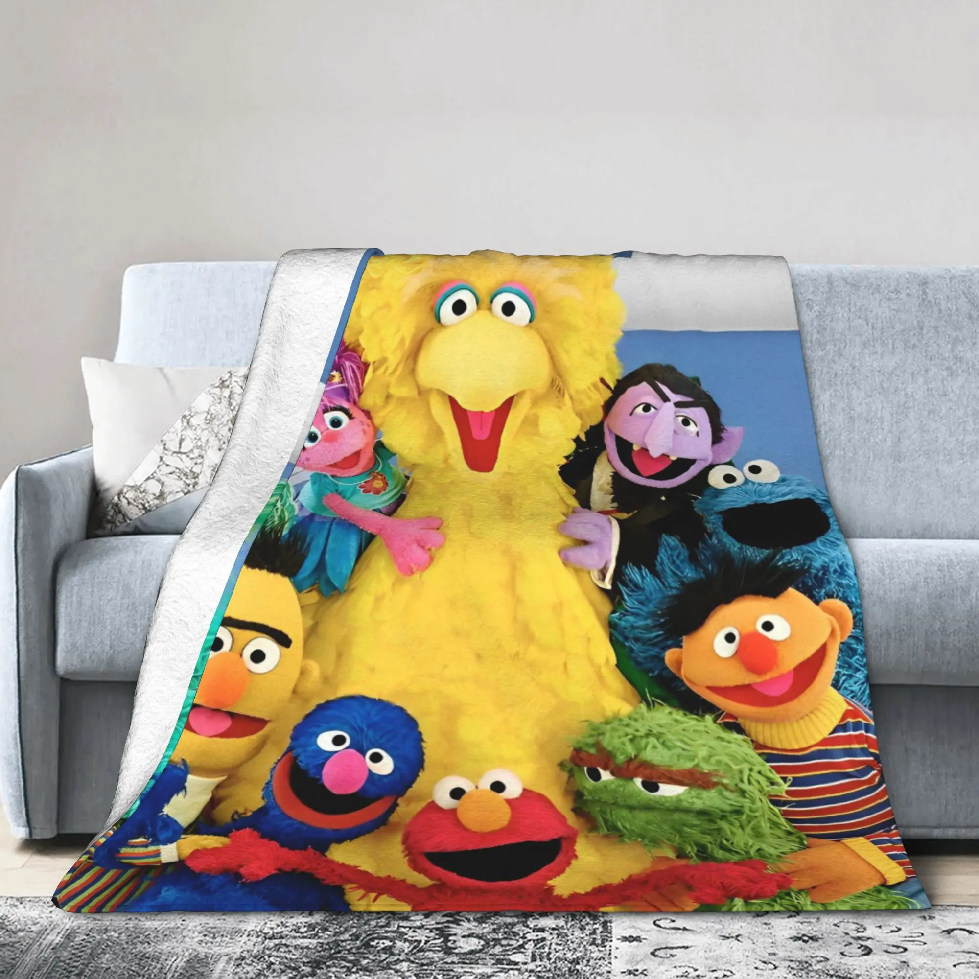 Comedy Knitted Blanket Sesames Streets Flannel Throw Blanket Summer Air Conditioning Printed Soft Warm Bedsprea,