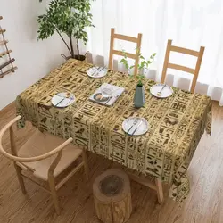 Egyptian Hieroglyphs On Papyrus Rectangular Tablecloth Waterproof Table Cloth Ancient Egypt Table Covers