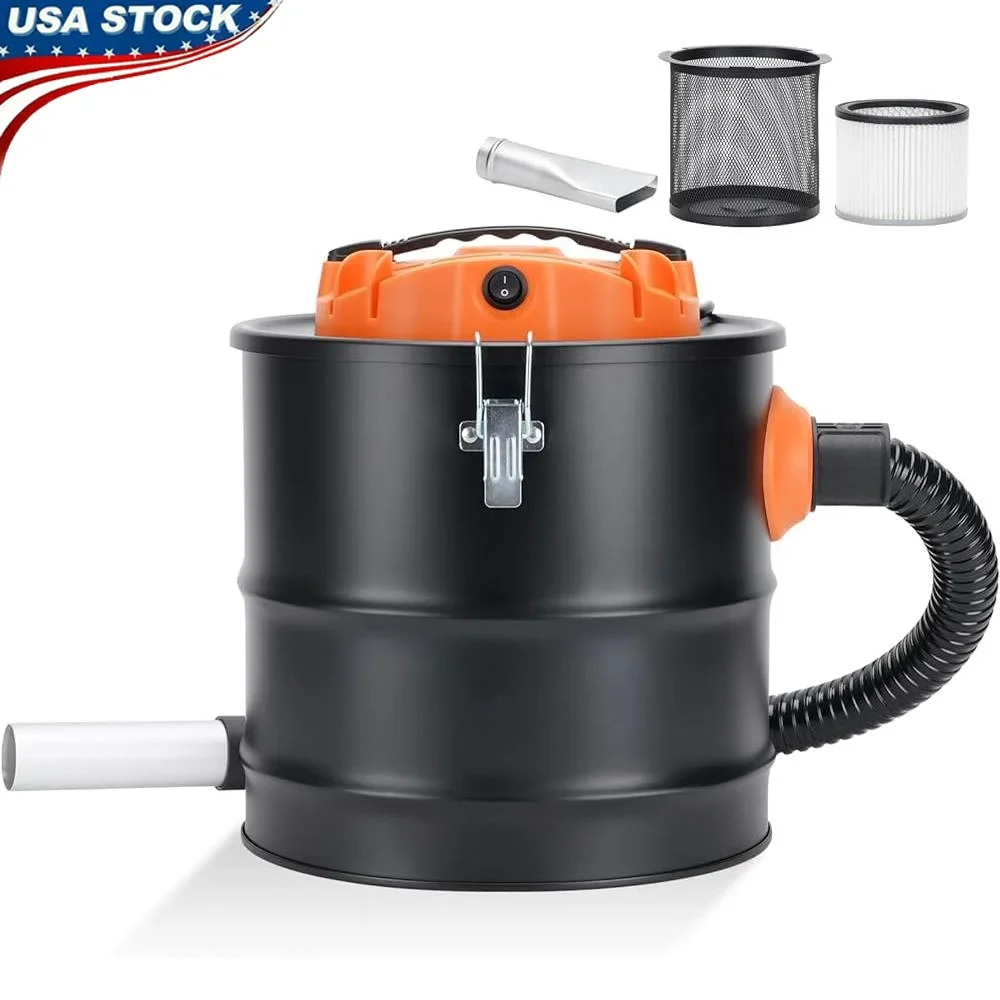 1200W Ash Vacuum Cleaner 2.6 Gallon Heat Resistant Hose HEPA Filter Dust Separator Pellet Stove Fireplace