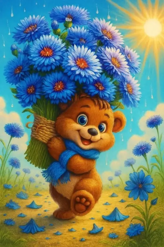 

Bear Holding a Bouquet of Flowers AB Diamond Painting Kits Photo Art Full Square Round Mosaic Cross Stitch Embroidery Home Decor