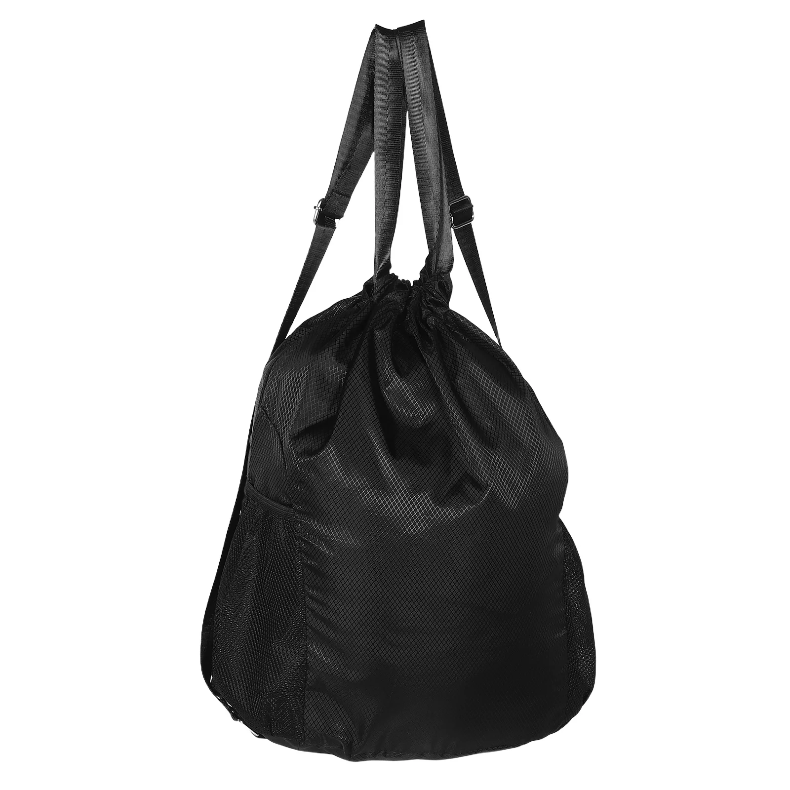 Large Capacity Travel Gym Backpack Black Lightweight Drawstring Sack For Sports Beach Camping Outdoor Minimalist Dual