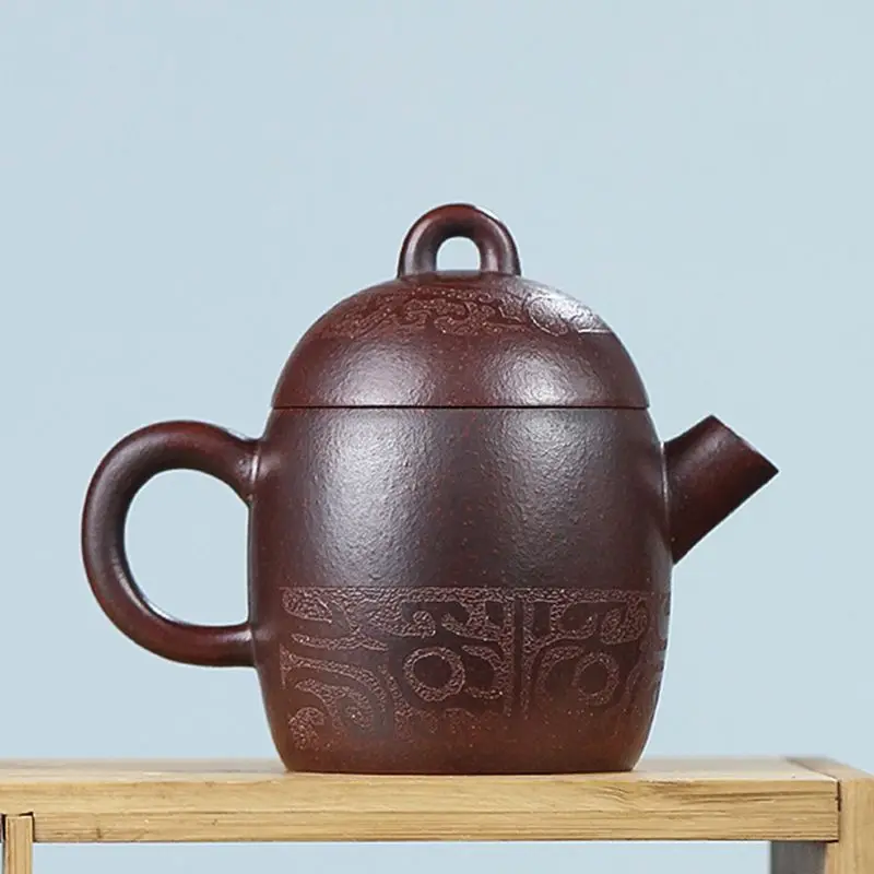 190cc Yixing Teapot Creative Purple Clay Teapot Handmade Engraved Qin Quan Kung Fu Teapot Ancient Copper Clay Practical Teapot