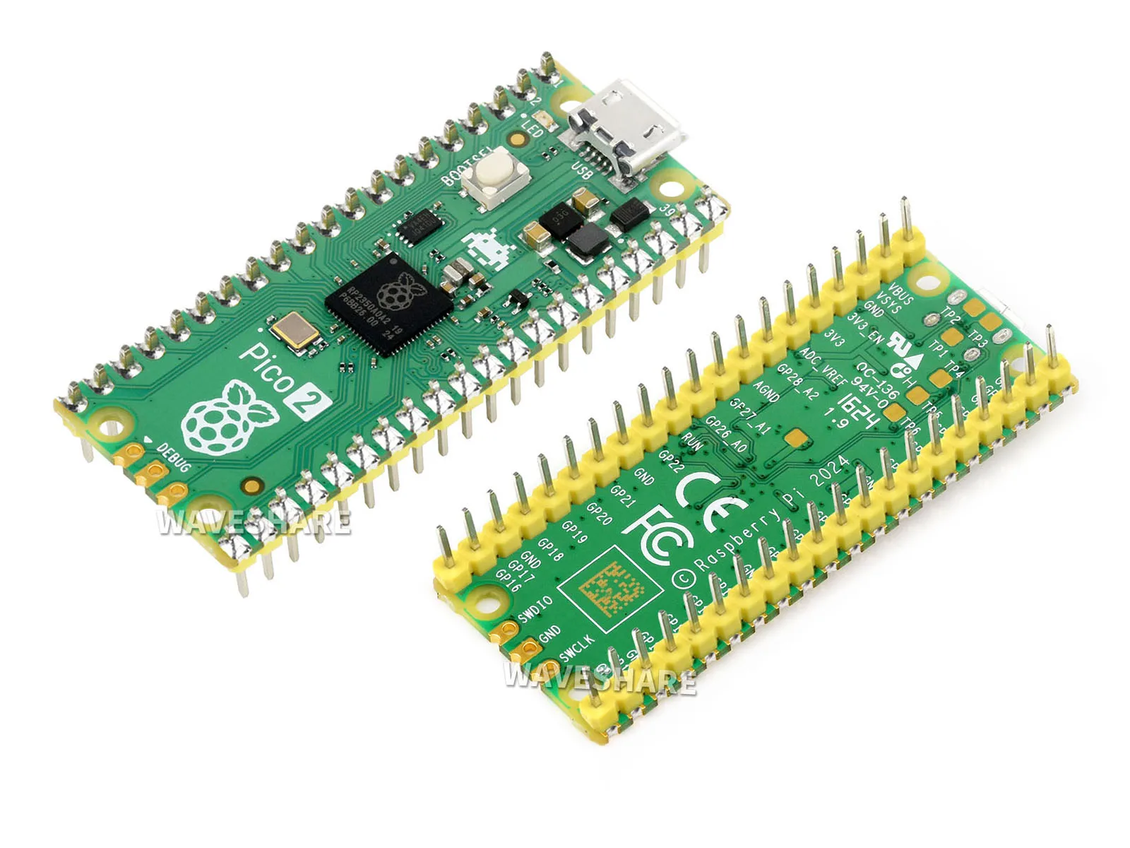 Raspberry Pi Pico 2,With Pre-soldered Header (mono)/(color-coded) Version,RP2350 Chip, Dual-Core & Dual-Architecture Design