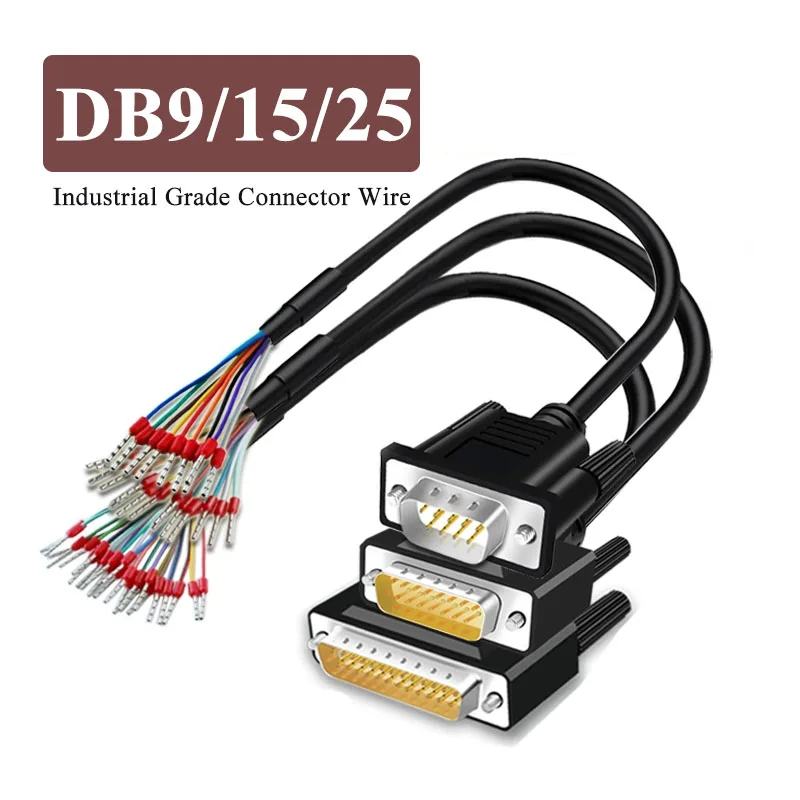 DB9 DB15 DB25 Serial Port Connector Cable with Terminal 26AWG Industrial 9 15 25 Pin Male Female Parallel Port Plug Wire 1-20M