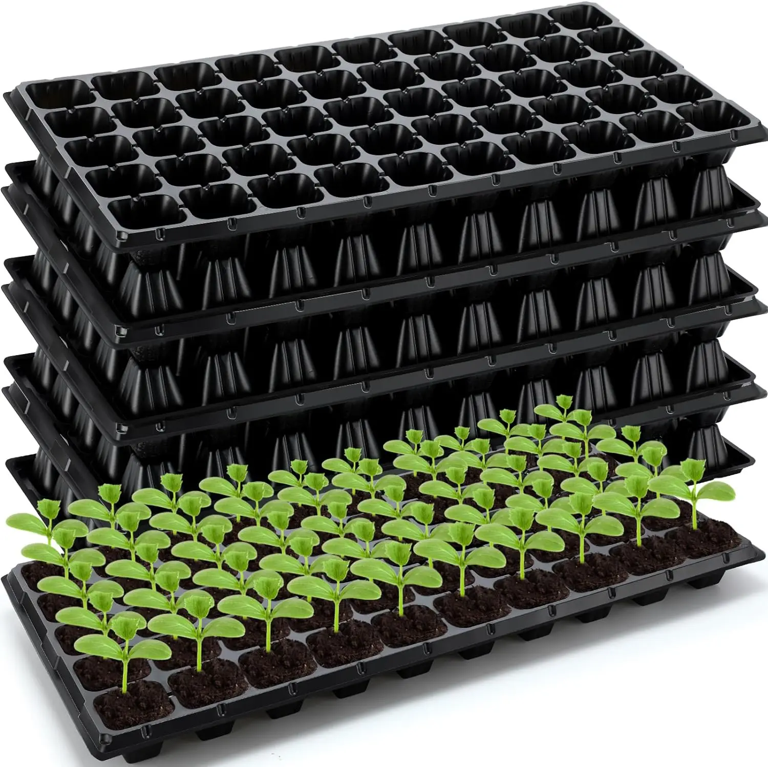 5/10 Pcs 50 Plug Seed Starting Trays Seedling Trays Germination with Drain Holes for Growing Seedlings Planting Indoor Garden