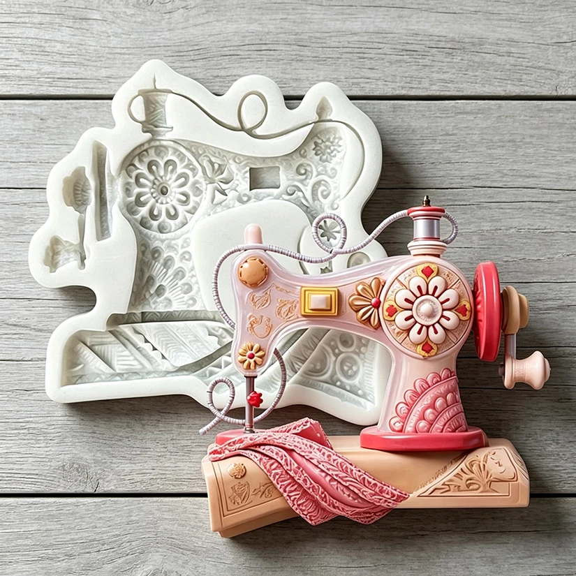 Sewing Machine Silicone Sugarcraft Mold Cupcake Baking Mould Fondant Cake Decorating Tools