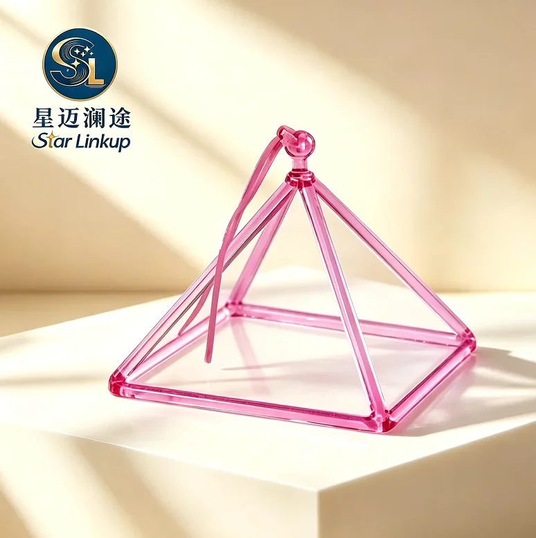 STAR LINKUP Crystalsoul Pink Crystal Singing Pyramid, Vibration Energy Sound Therapy Pyramid For Yoga Meditation Relaxation Spiritual Healing With Full Accessories And Carry Case
