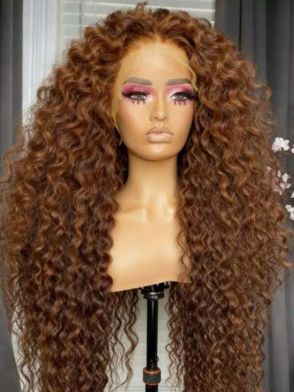Deep Wave Frontal Wigs Hd Lace 30 Inch Chocolate Brown 13x4 Curly Lace Front Water Wave Brazilian Wigs For Women Synthetic Wigs