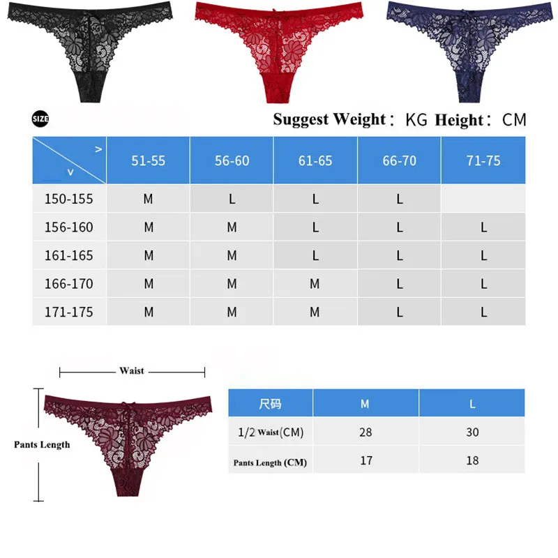 Panties Women Sexy Lace Thong Hollow-out Transparent Briefs Cotton Crotch G-string Set Underwear Lingerie 3 Pcs/lot Dropshipping