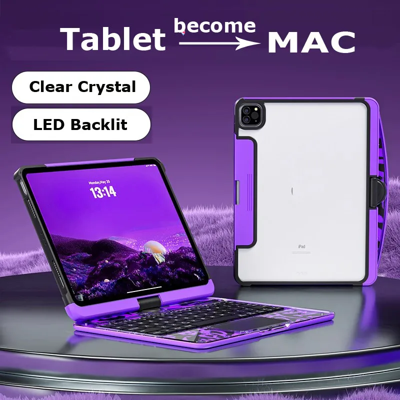 

Для IPad Mini 6th / Mini 7-го поколения 8,3 дюйма 2024 A17 Pro Mini 6 A2568 Подсветка акрилового чехла для сенсорной панели с невидимым слотом для ручки