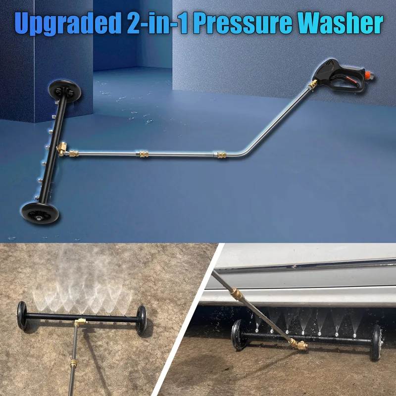 Dual-Function Undercarriage Cleaner 24 Inch Water Broom 4000 PSI for Pressure Washer with 7 Nozzles Under Car Washer Accessory