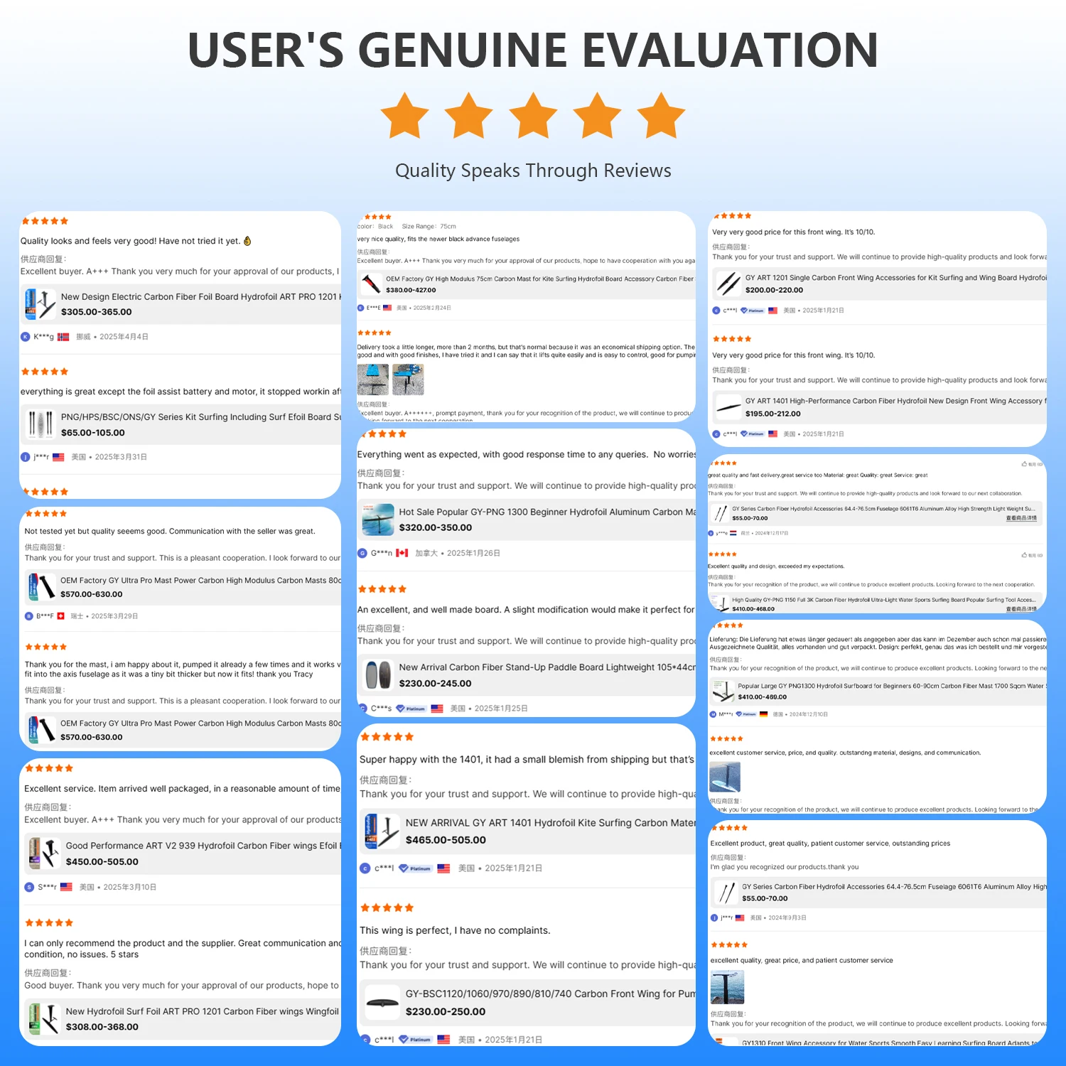 جناح أمامي من الكربون عالي الأداء HPS 700 للسرعة القصوى والانزلاق والتحكم في الجناح والطائرة الورقية وركوب الأمواج