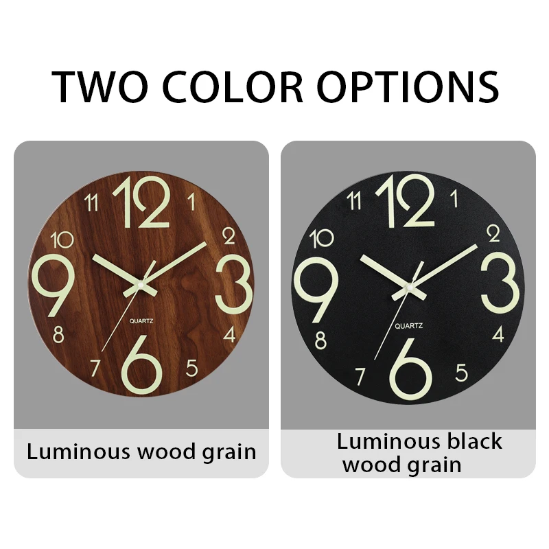 ساعة حائط بدون إطار مع إضاءة ليلية ، كتم الصوت ، مضيئة ، رقمية ، غرفة معيشة ، غرفة نوم ، ديكور ، 12 بوصة ، 1