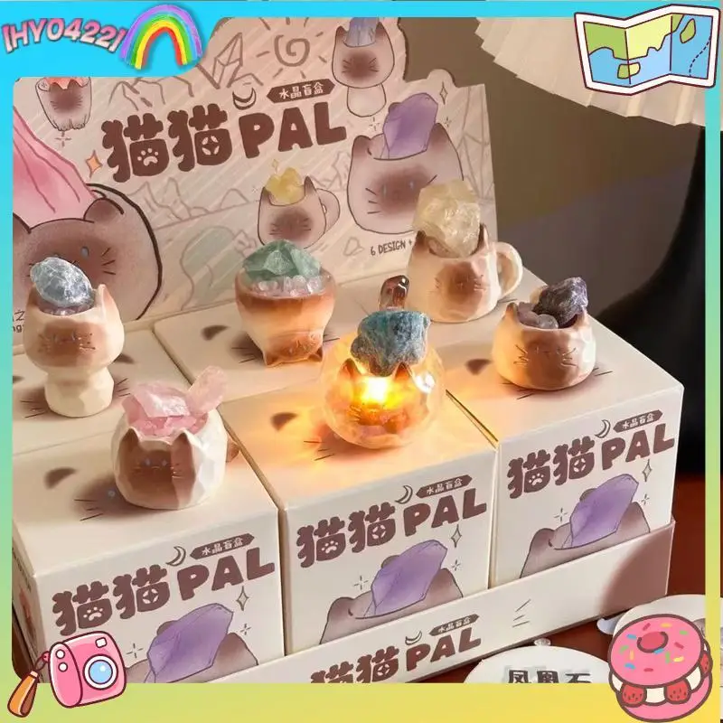 

Authentic Flocked Siamese Cat Blind Box Figurines Crystal Topped Desktop Ornaments Collectible Birthday Gift For Cat Lovers Gift