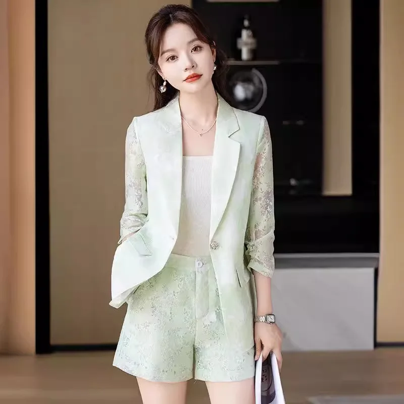 

Casual Green Blazer for Women2024New Top-Selling Product Fashion Western Style Summer Thin High-Grade Suit Suit