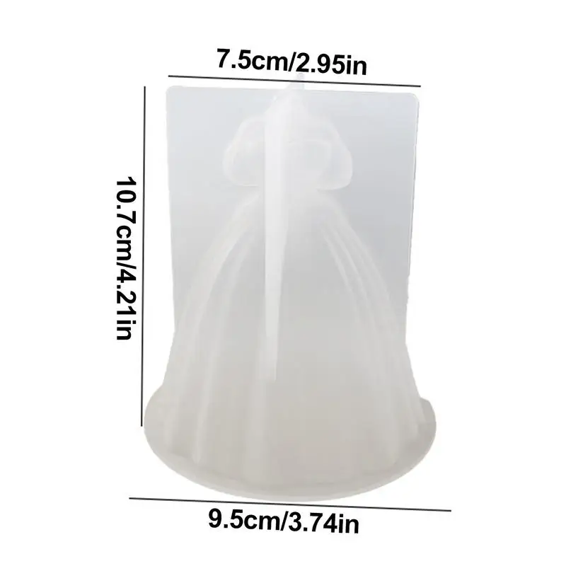 Wedding Dress Candle Mold 3D Skirt Princess Dress Silicone Cake Topper Decoration Mold For Candle Making Aroma Soy Wax Plaster