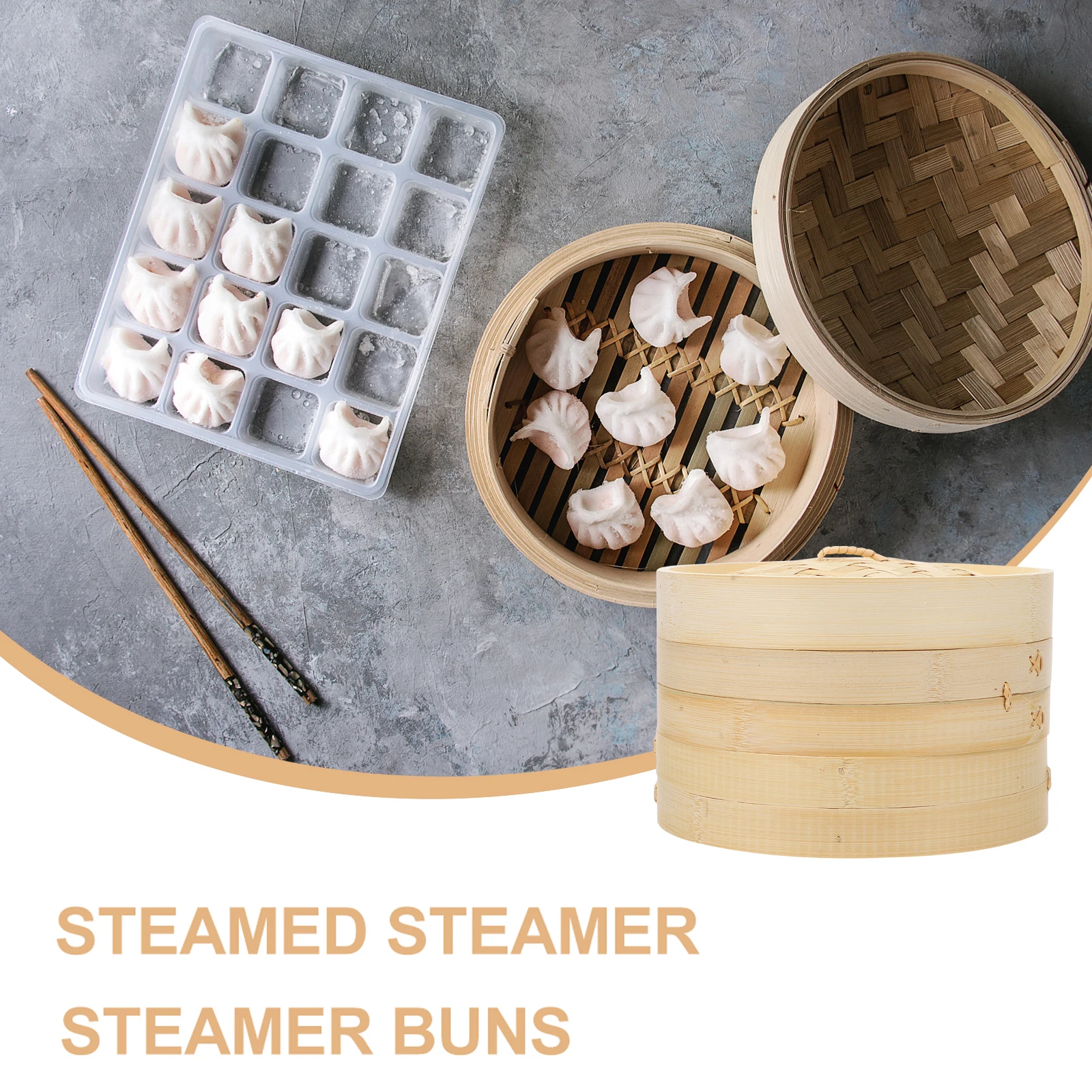 

3 Pcs Bamboo Steamer Mini Dim Sum Wicker Basket Lid Healthy Cooking Kitchen Household Multi functional Food Steamer Veg Fish