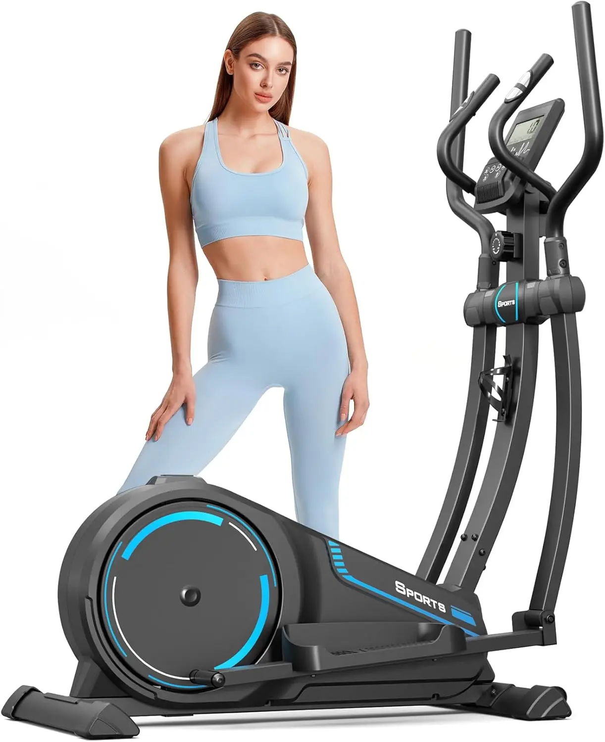 Dripex Elliptical Machine, Hyper-Quiet Magnetic Elliptical Exercise Machine for Home w/16 Levels Resistance, 8KG Flywheel, Multi