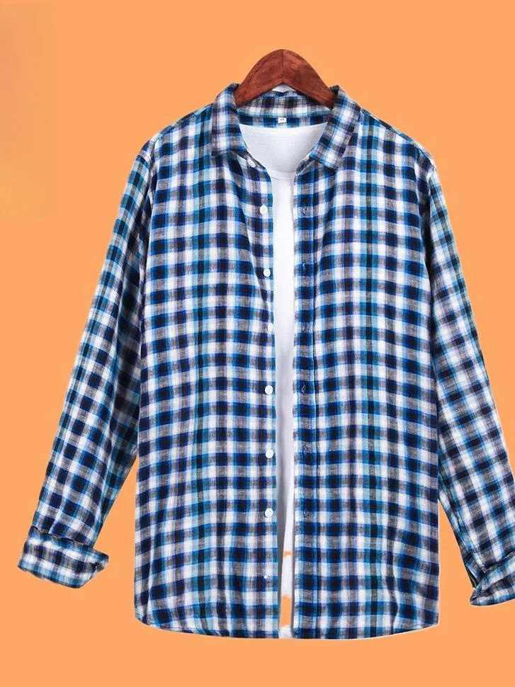 

Льняная мужская рубашка в клетку с длинным рукавом, легкая, для повседневной носки весной и летом, из тонкого материала, на пуговицах