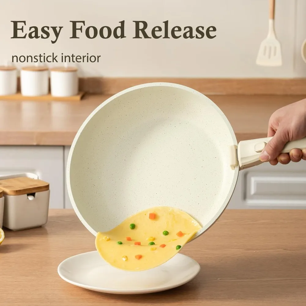 UCClife 30-Piece Nonstick Cookware Set - PFOA/PTFE Free Non-Toxic Pots & Pans, Detachable Handles, Oven & Dishwasher Safe, Scrat