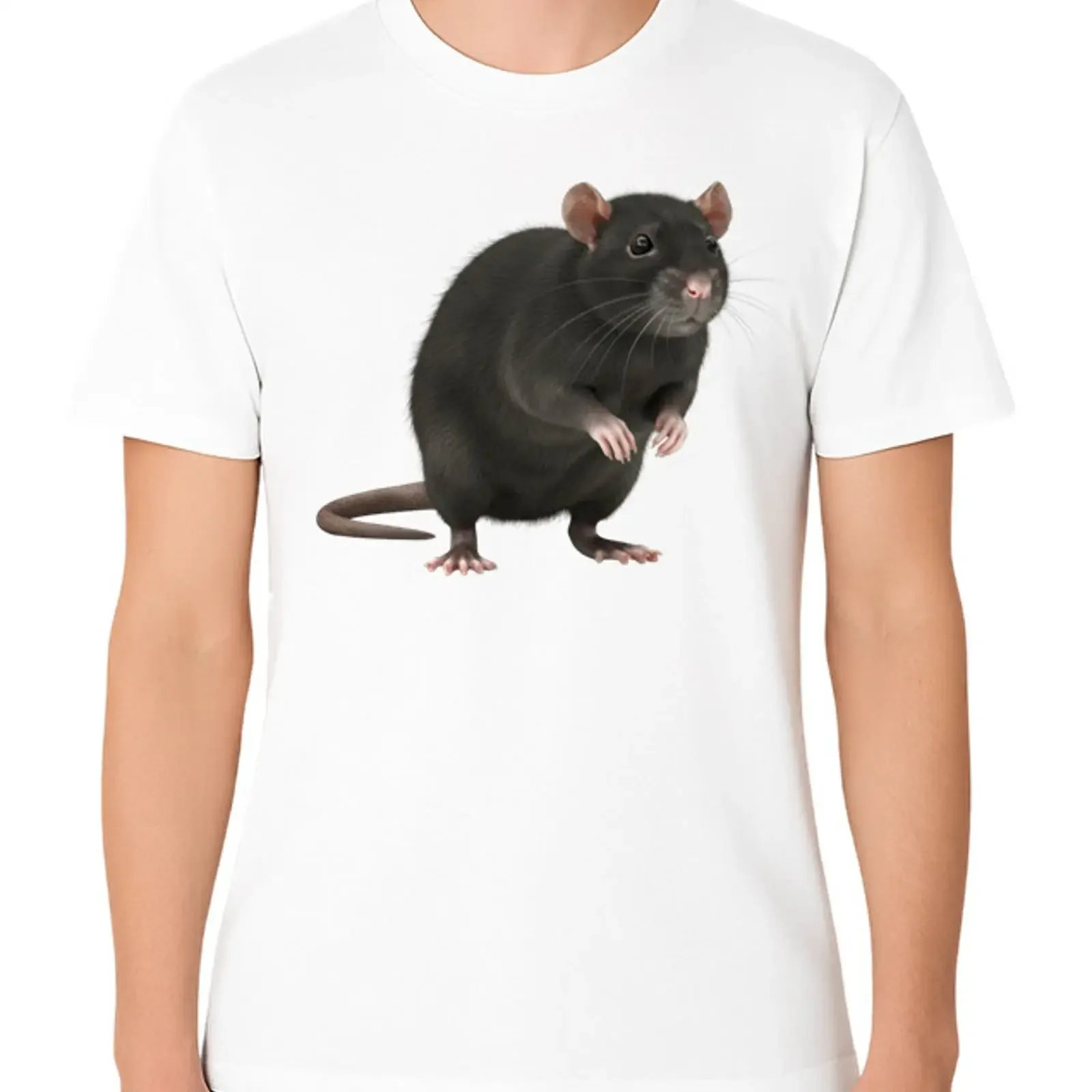 Black Rat Animal T Shirt Cute Rodent  vintage Washed Slightly graphic designer clothes fashion Top For Everyday Wear Stylish