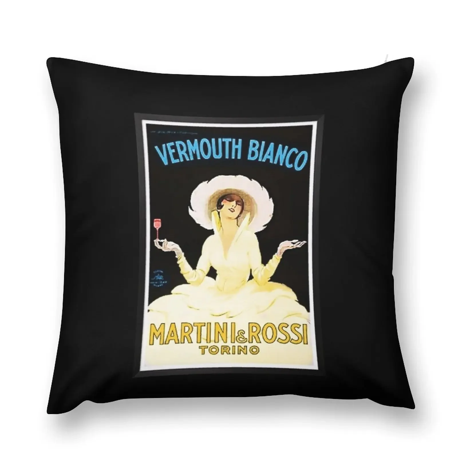 Vintage Martini and Rossi Vermouth Bianco Lithograph Advertising Wall Art Throw Pillow Christmas Pillow Cases Pillowcases pillow