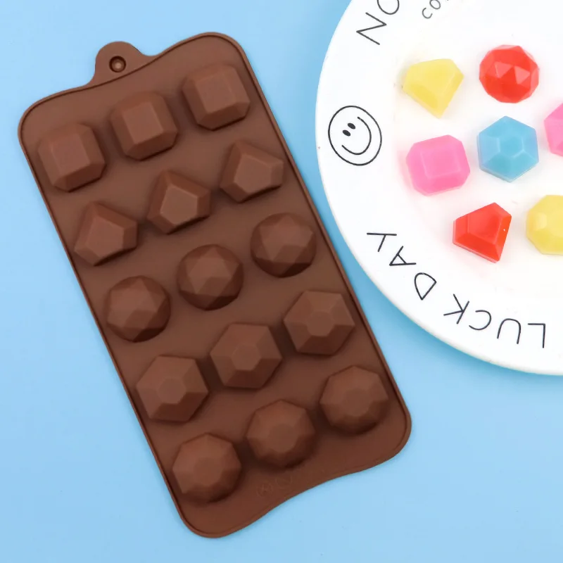 Wholesale 15 Even Different Geometric Chocolate Molds Silicone Handmade Candy Molds Wax Sealing Moulds 1345