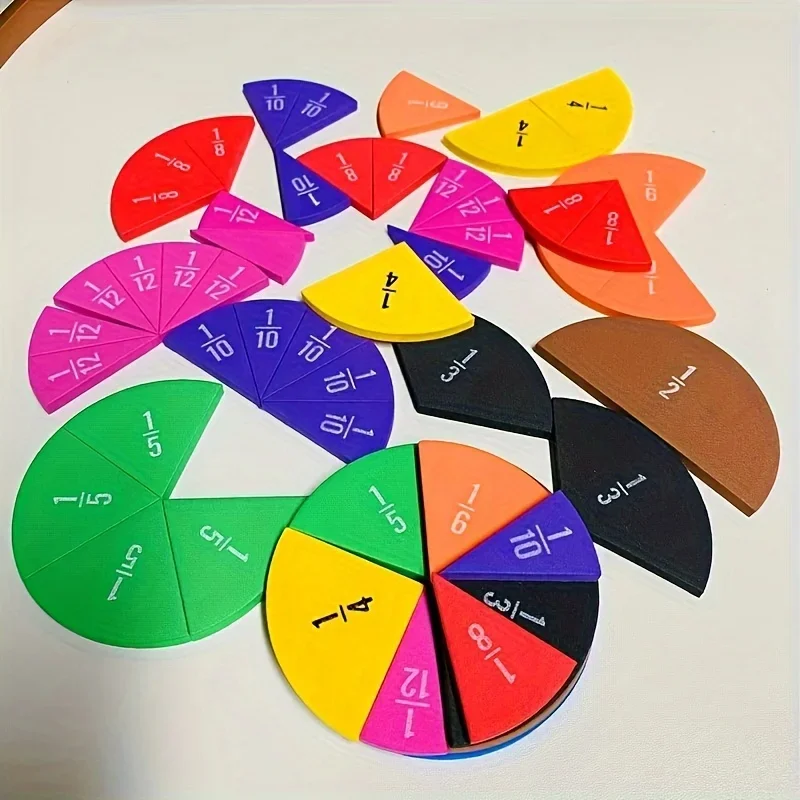 51PCS Magnetic Fraction Puzzles Children Magnetic Fraction Learning Math Toys Arithmetic Teaching Aid Cognitive Educational Toys