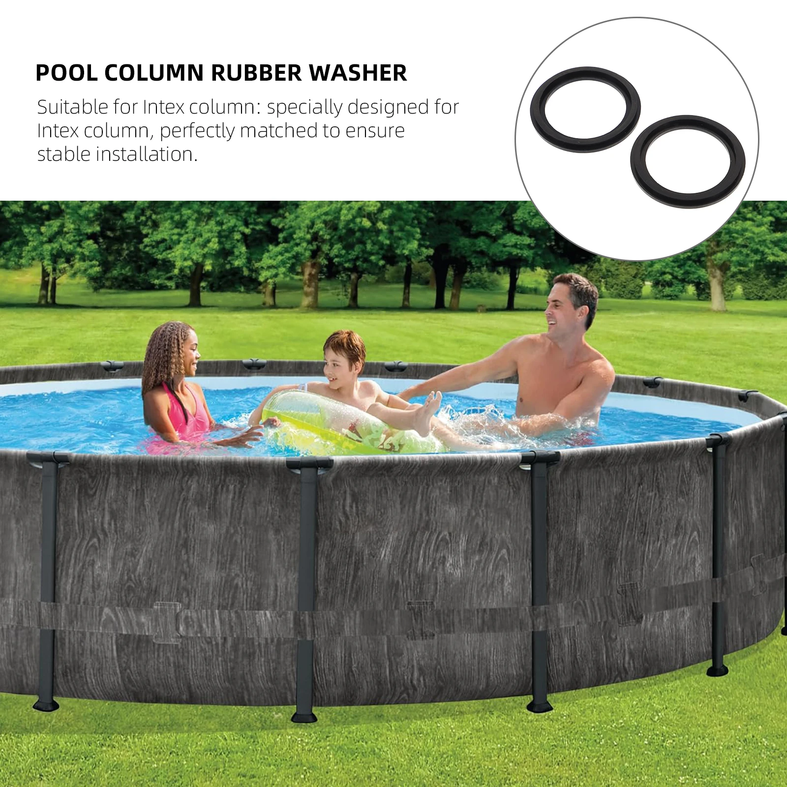 

2Pcs Pool Gasket Rubber Seal Replacement Anti Slip Durable Elastic Washer Accessory for Swimming Pool Pillar Parts