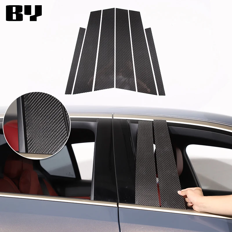 

For BMW 5 Series G60 2024 Carbon Fiber Car Window Center Pillar Decoration Cover Sticker Car Accessories