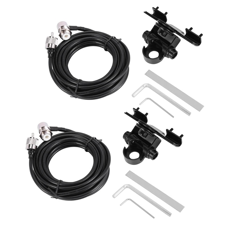 2X RB-400 Car Antenna Mount Bracket + 5M PL259 Connector Extend Cable Feeder Cable For Mobile Radio TH-9800 BJ-218