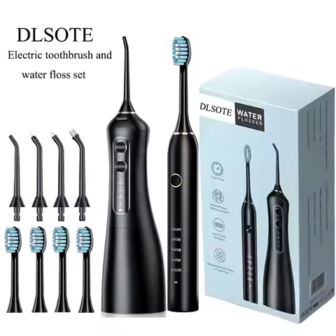 Oral Irrigator Sonic Electric Toothbrush Set Water Dental Flosser Teeth Portable Cordless USB Cleaner IPX7 Waterproof