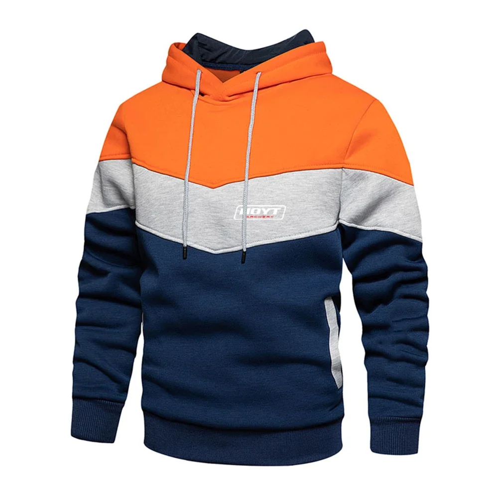 2023 Spring And Autumn New Hoyt Archery Model Print Men Casual Three Color Stitching Comfortable Patchwork Hoodies Sportswear