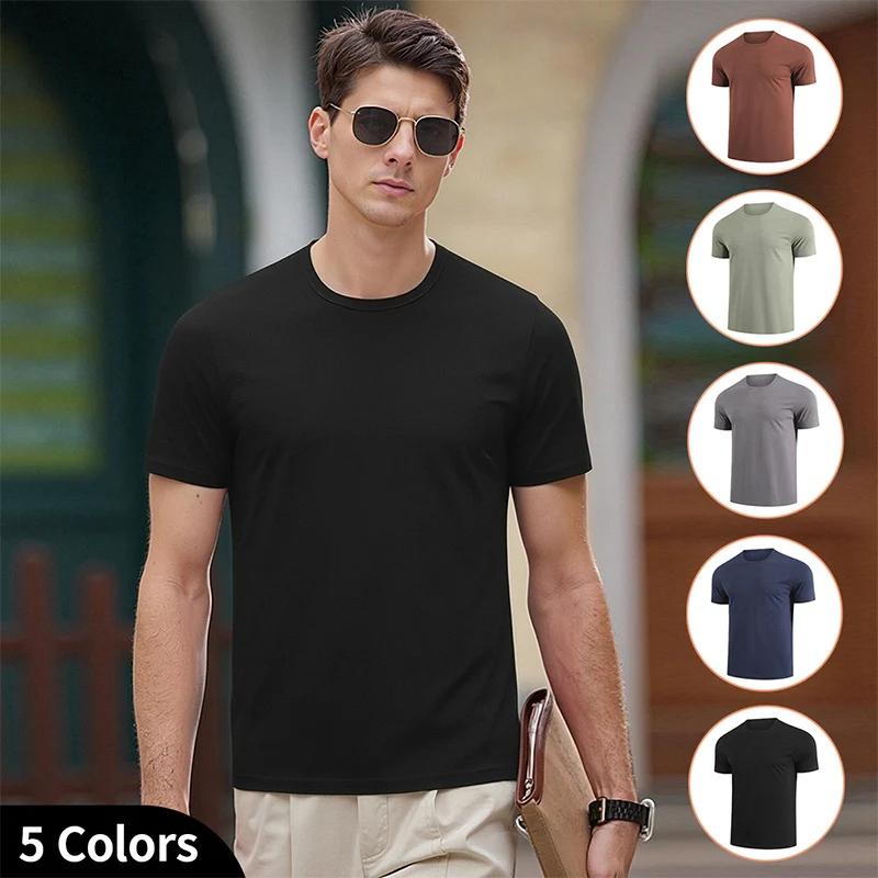 Men's Short Sleeved T-Shirt Youthful Solid Color Multi-Color Sporty Multifunctional Comfortable Casual Daily Fashionable Top