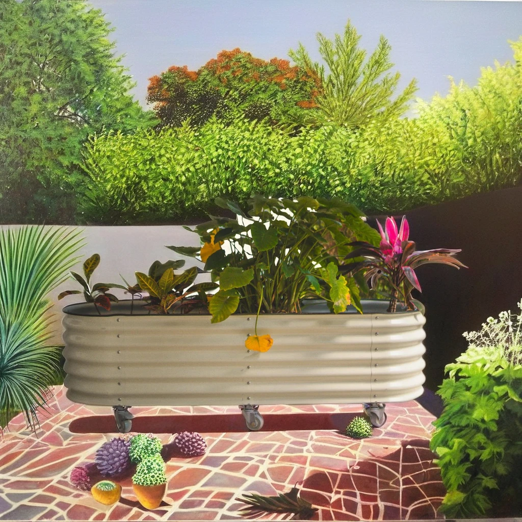 Custom galvanized metal rolling flower pot box self-watering raised garden bed family outdoor courtyard vegetables he