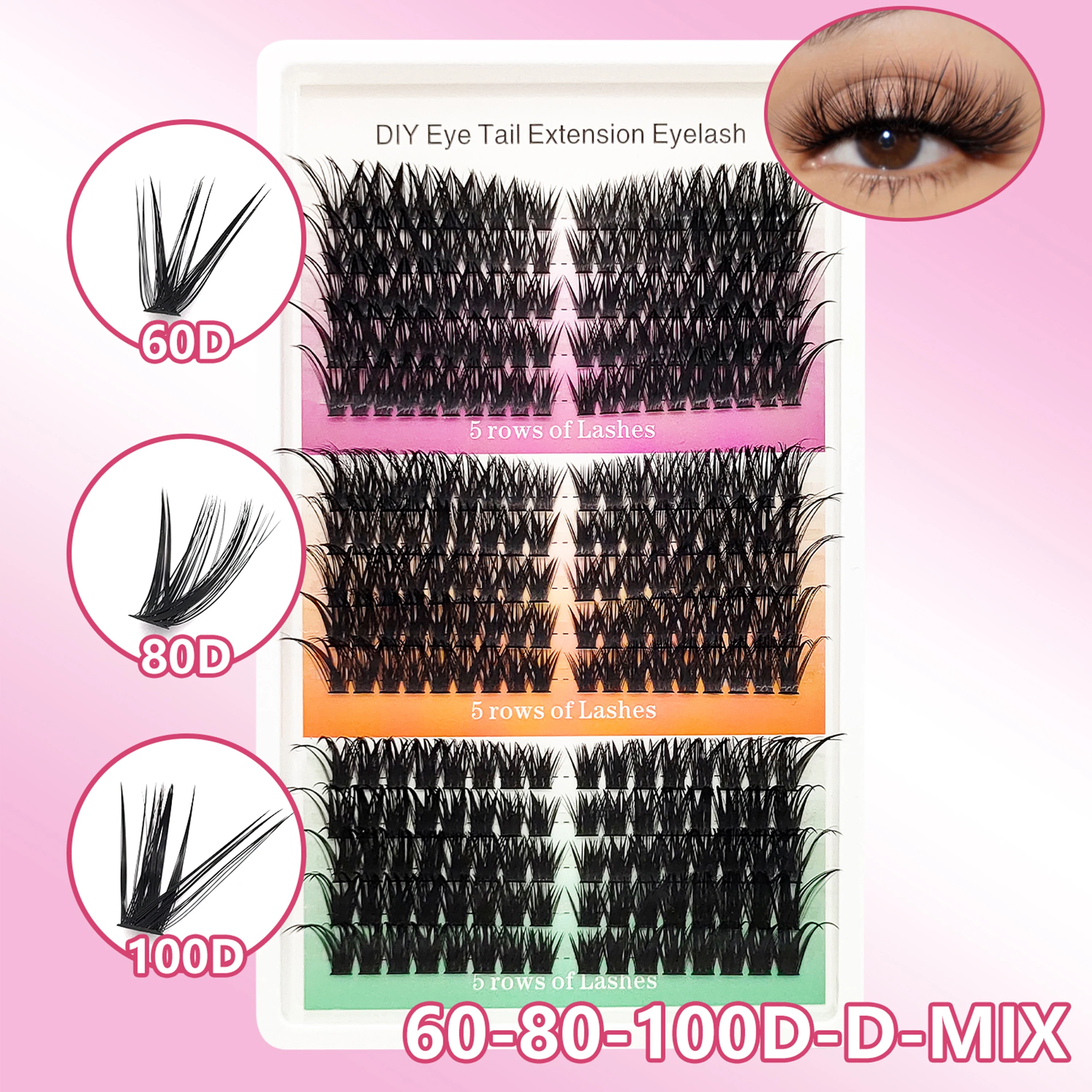

15 Rows Handmade 3D Fluffy Lash Clusters, Naturaly Thick False Eyelashes, DIY Eye Lash Extension,for salon,Suitable for parties