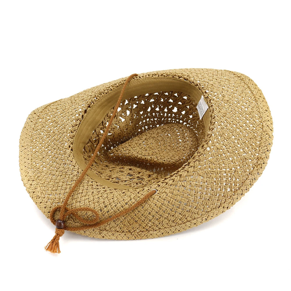 BUTTERMERE Western Cowboy Hat Women Sun Hat Cowgirl Summer Hats for Men Hollow Out Lady Straw Hat Brown Beach Cap Panama